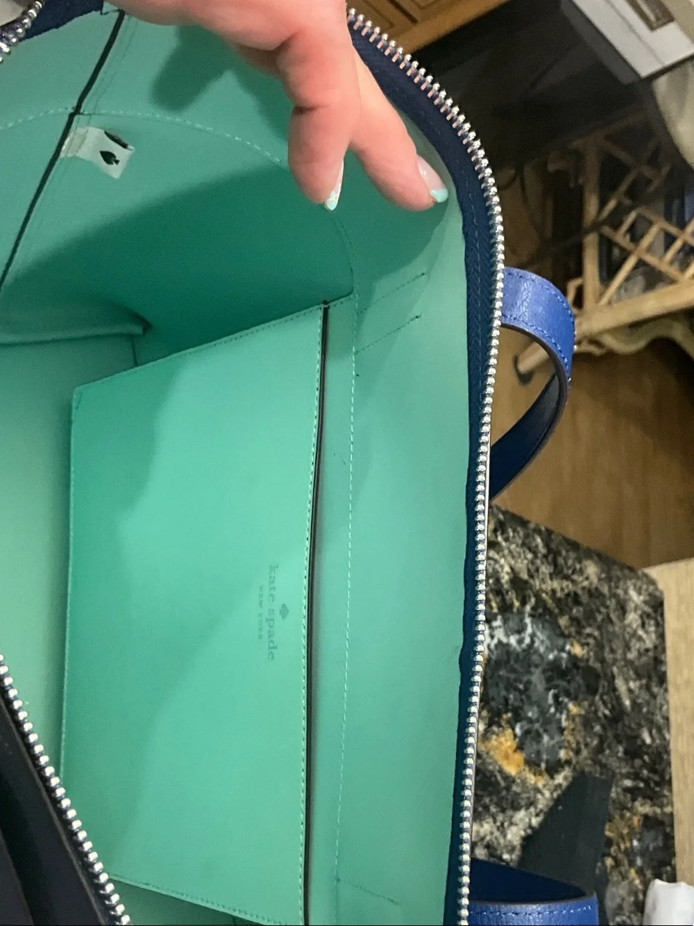 kate spade cobalt blue leather tote